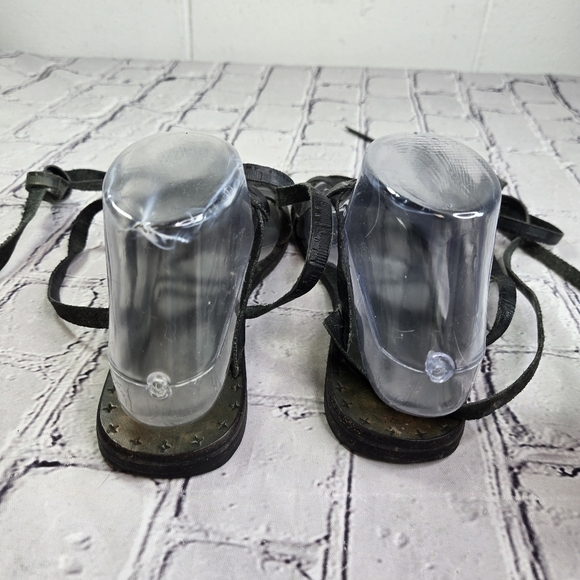 Free People black leather boho hippie gladiator ankle wrap sandals - Picture 8 of 12